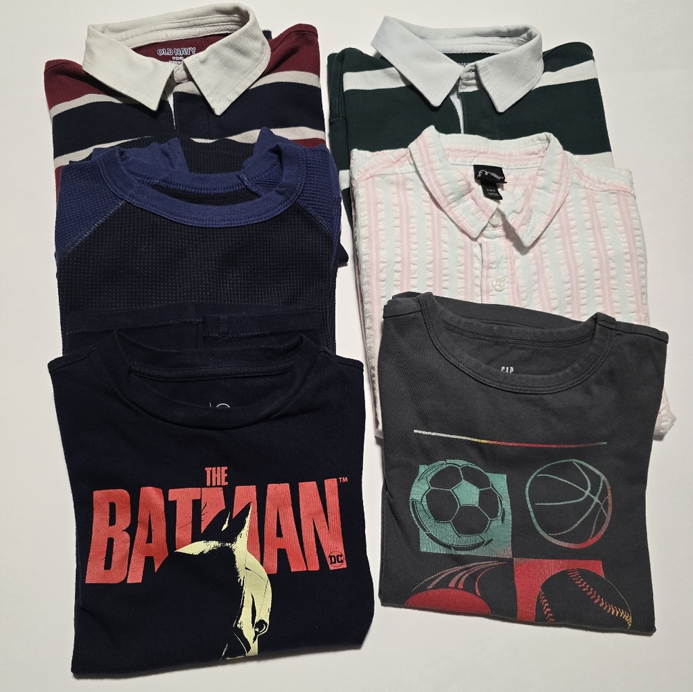 6-7 Youth Boys Graphic and Collared Shirts Bundle - 6 Items
